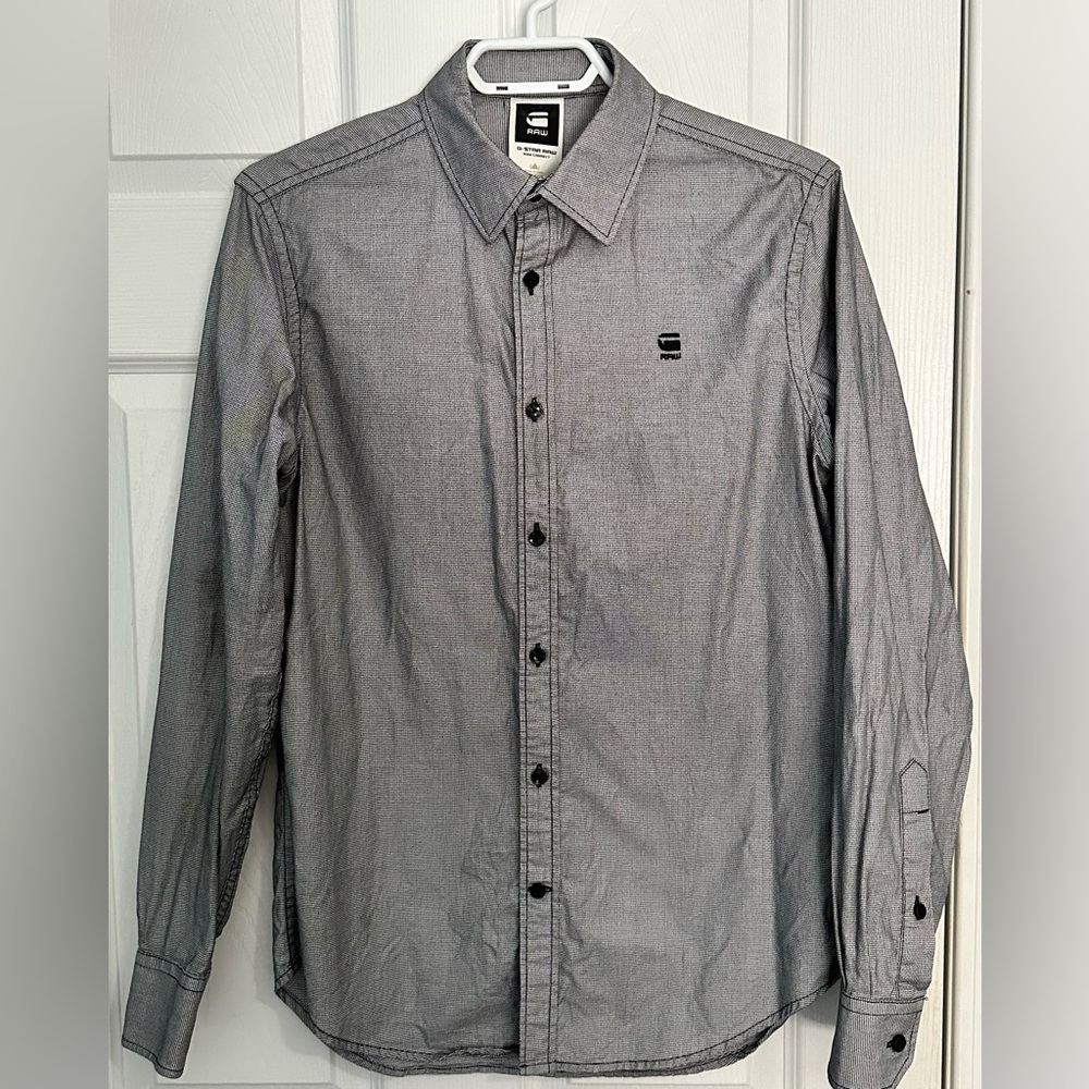 G-Star Raw Shirt Men M Grey Slim Dress Shirt